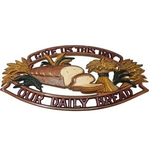 Vintage 70s Metal Wall Plaque Give Us This Day Our Daily Bread Sexton Company